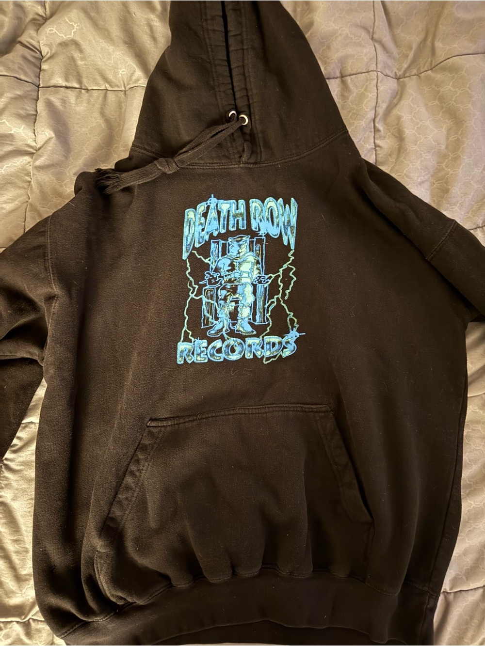 Death Row Records Black Hoodie with Blue Graphic